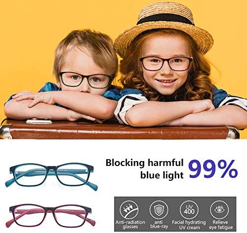 Sempre UVUV 2 Pacote infantil infantil filtro de luz azul óculos para bloquear os óculos transparentes de lentes transparentes anti