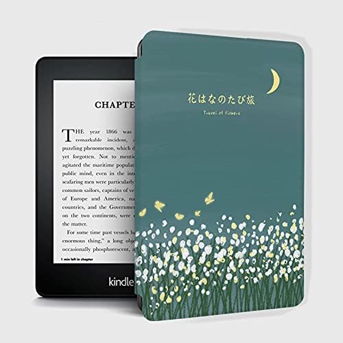 Caso esbelto do Kindle Oasis Ereader - Capa de manga protetora leve com sono/acordamento automático/campo de flores românticas