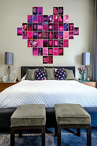 Fotos estéticas de kit de colagem de parede rosa Deepb, 50 conjuntos de 4x6 polegadas, decoração de quarto adolescente,