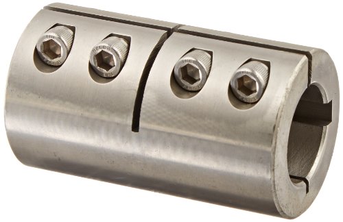Parte do clímax ISCC-100-100SKW T303 Acoplamento de aperto de aço inoxidável, 1 polegada x 1 polegada, 1 3/4 de polegada OD, 3 polegadas de comprimento, 1/4-28 x 5/8 parafuso