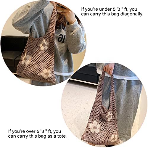 Aiyuencici Saco de bolsa de crochê, bolsa de fada hobo para mulheres bolsas estéticas de bolsa de malha de malha para meninas para