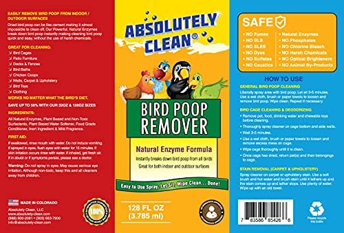 Absolutamente limpo Amazing Bird Poop Cleaner Spray - Basta pulverizar/limpar - Remove com segurança e facilidade as bagunças de pássaros - Use interno/externo - feito nos EUA