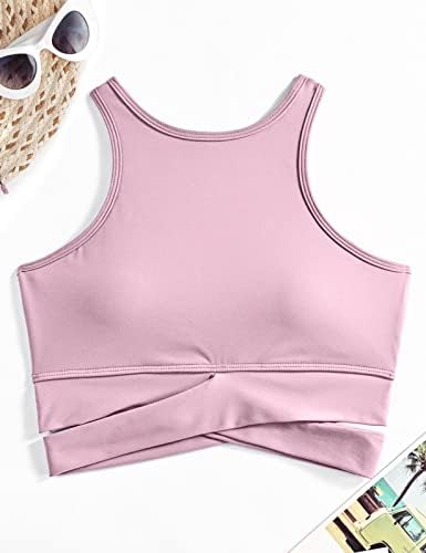 Tops de cultivo de treino esportivo de sutiã de sutiã de pescoço alto do Womens High