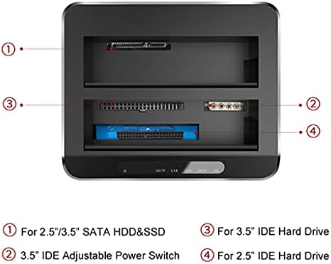 N/A Dual Bay USB 3.0 para SATA IDE Externo Docking Docking Station com leitor de cartões de hub de 2 portas 2.5/3,5 polegadas