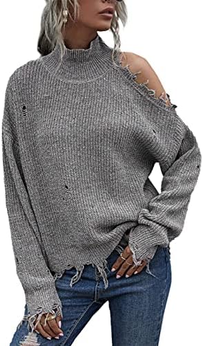 Suéteres femininos Winter Winter Hollow-pescoço O-pescoço de suéter de malha comprido de malha