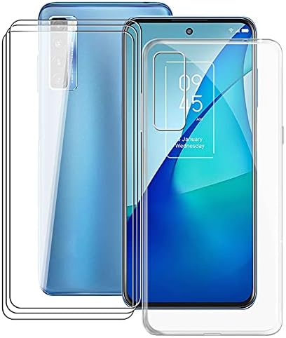 Capa de telefone para TCL 20s, com [3 x Filme de proteção de vidro temperado], Kjyf Clear Soft TPU Shell Ultra-Thin