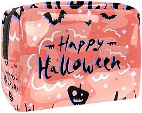 Halloween Pumpkin Night Background Saco de cosméticos para mulheres bolsa de moda fofa bolsa de maquiagem à prova d'água