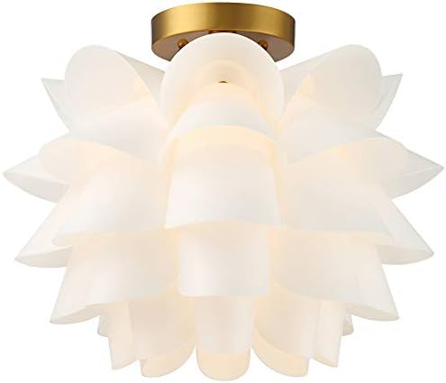 POSTINI EURO Design Mid Century Glam Modern Glam, perto de teto semi -rubor de montagem Flor Branco Flor Gold Metal 15 3/4