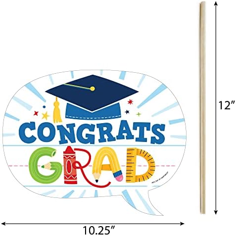 Big Dot of Happiness Funny Elementary Grad - Kids Graduation Party Photo Booth Props Kit - 10 peças