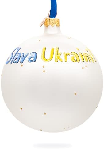 Kozak carregando ornamento de Natal de bandeira de bandeira ucraniana 4 polegadas