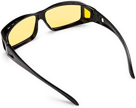 Homens fiedy Mulheres Night Driving Glasses se encaixam sobre óculos anti-Glare polarizados óculos de sol amarelo sobre óculos