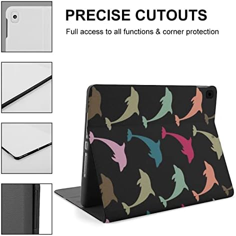 Caixa colorida do padrão de golfinhos com caça de caça -caneta em estilo de proteção lápis para iPad Pro 2020/2020/2020 AIR 4/PRO