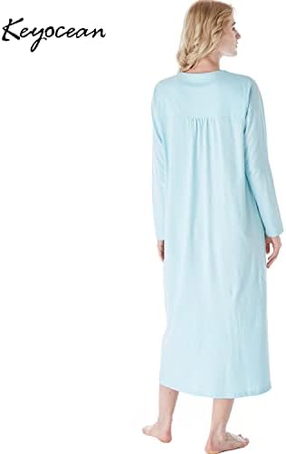 Nightgowns elegantes de Keyocean para mulheres, macio algodão confortável