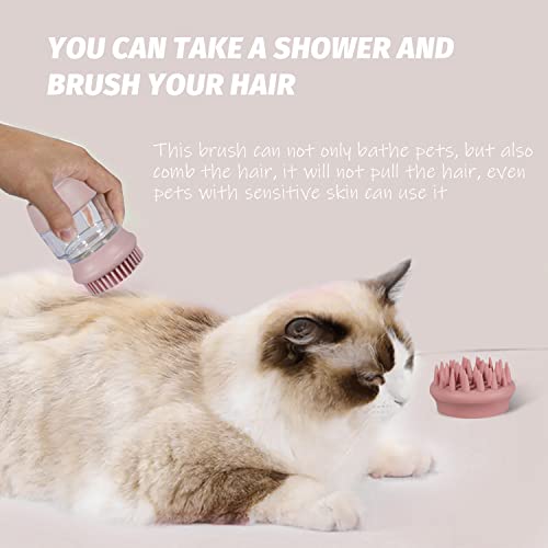 Multifuncional Pet-Bath-Brush para lavagem de cães e gatos, massagem calmante pente de silicone de cabelo macio com dispensador