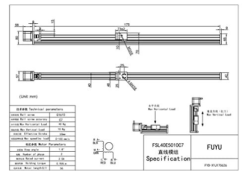 FUYU FSL40 Guia linear Tabela de bola parafuso de parafuso de bola CNC Atuador linear Atuador Atuador Motorizado NEMA