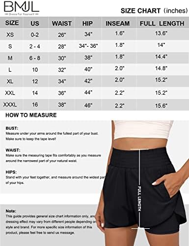Shorts de cintura alta feminina de BMJL, com shorts atléticos bolsos de shorts secos rápidos