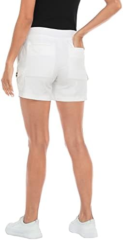 Shorts de carga feminina de HDE com bolsos de cintura alta em shorts casuais de cintura alta