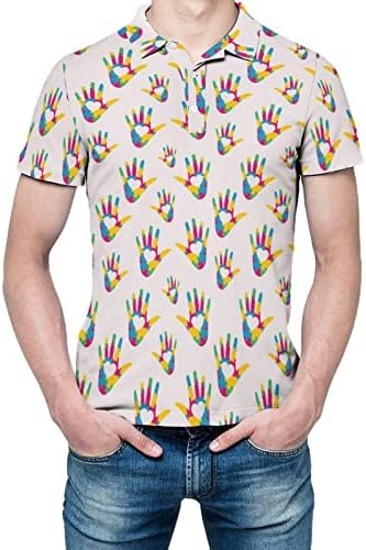 Camisa de pólo de golfe masculina seca rápida em toda a impressão de manga curta Camiseta de tênis casual respirável