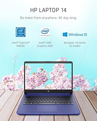 Laptop HP 14, Intel Celeron N4020, 4 GB de RAM, armazenamento de 64 GB, tela sensível ao toque HD de 14 polegadas, Windows 10 Home