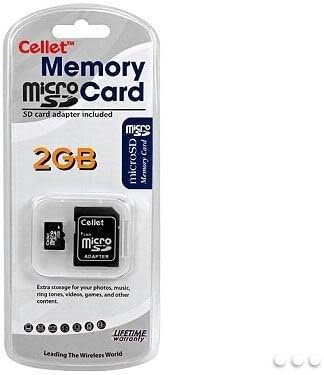 MicroSD de 2 GB do Cellet para Motorola MB502 Memória flash personalizada, transmissão de alta velocidade, plug e play, com adaptador SD em tamanho real.
