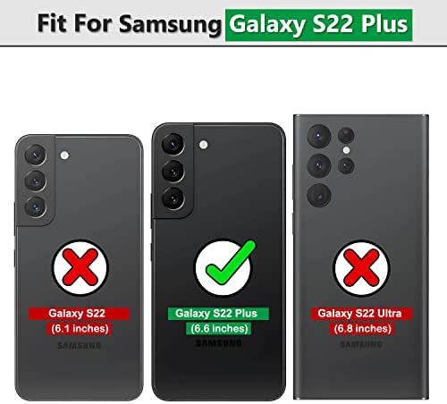 Compatível com o caso Samsung Galaxy S22 Plus, caixa S22 Plus com protetor de tela HD com tampa da câmera deslizante, 360 ° Ring Kickstand
