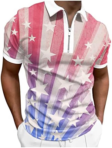 Camisas de treino de verão para homens masculino no verão do dia zíper tops férias comemoração de impressão completa masculina