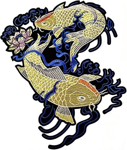 Kleenplus. Grande grande jumbo bonito amarelo japonês koi carp peixe manchas adesivas artes símbolo de símbolo de camiseta