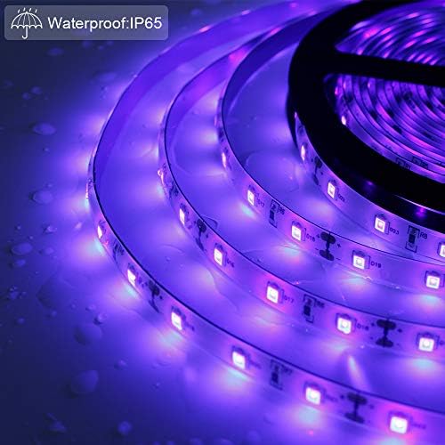Kit de faixa de luz preta UV LED, Ultravioleta IP65 IP65 16,4ft/5m 3528 300LEDS, 395nm-405nm Blacklight for DJ Bar