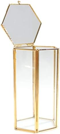 Anncus puro cobre ouro europeu europeu de seis lados marco geométrico de vidro de vidro flor insera de maquiagem de vidro escova