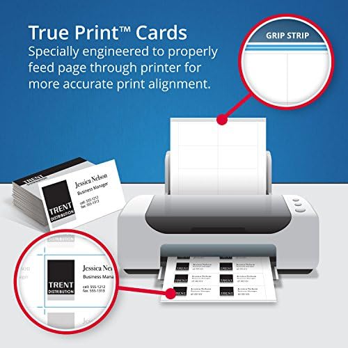 Cartões de visita de borda limpa imprimível de dois lados, jato de tinta, 2 x 3-1/2, branco, 1000/caixa, vendido como 1 caixa