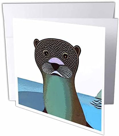 3drose legal engraçado fofo fofo marinho de lontra de lontra de cubismo de estilo picasso. - Cartões de felicitações