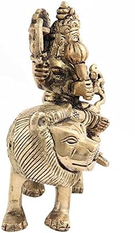 IndianShelf Handmade Vintage Brass deusa Durga finamente esculpida em utensílios de cozinha indiana de metal