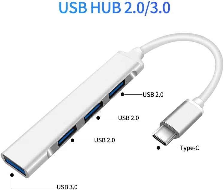 Hub USB C, 4 portas mini extensões de cubo, adaptador multitor USB C compatível com MacBook, iPad Pro, Laptop Dell HP, telefones