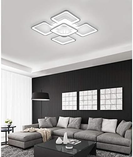 Jaycomey Luz moderna de teto, lustre de lustre LED Mount, forma quadrada Luz de teto branco para quarto da sala, 60w/branco
