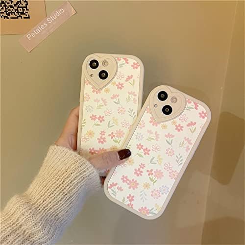 Propriedade compatível para iPhone 13 Case com flores fofas padrão floral para mulheres garotas de silicone macio Lens de