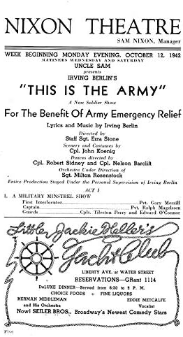 Irving Berlin Este é o exército Pvt. Burl Ives/Joe Cook, Jr. 1942 Programa de Pittsburgh