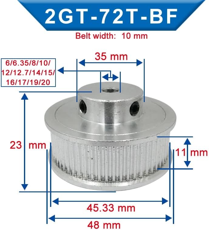 Polia ZhengGuifang Professional GT2-72T, furo 6/6.35/8/10/200