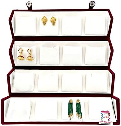 ARTORAKUSHON VELVET 12 Brincos de jóias organizadoras para mulheres e meninas pacote de 1 marrom