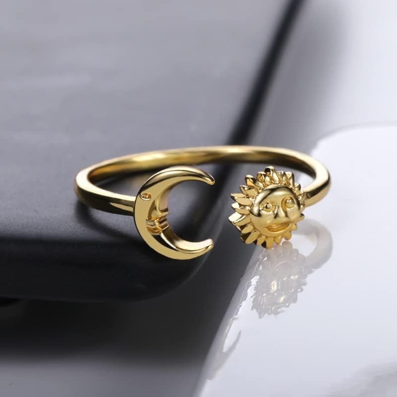 T3Store Minimalismo Lua vintage e anéis de sol para mulheres jóias de casamento Anel aberto ABERTO ABERTO BEM FIGO - GOLD COLOR -39393