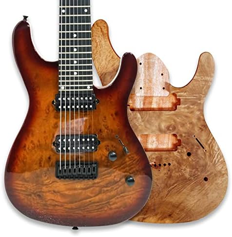 BexGears Diy 8 String Kits de guitarra elétrica Burl poplar veener top