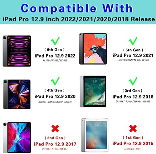 Whmeolyo iPad Pro 12.9 Caso 2022/2021/2020/2018, Ipad Pro de 12,9 polegadas à prova de choque de 12,9 polegadas com protetor