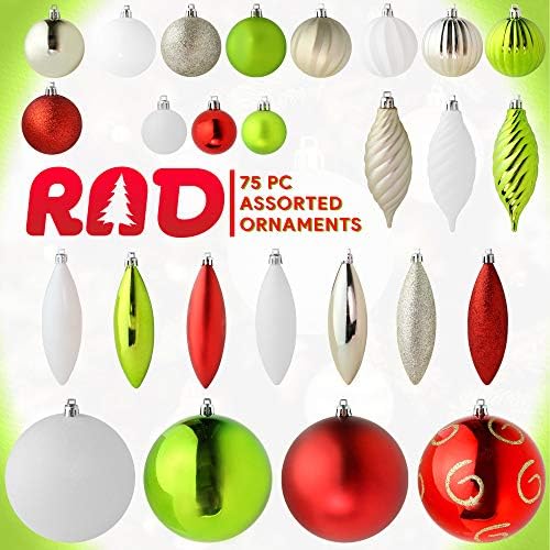 R N 'D Toys rn'd Christmas Decorative Ball Orninents - Red e verde Bola de Natal Hanging Tree Ornament Setes e tamanhos variados