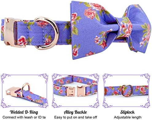 Tunkoo Dog Collar elegante gravata listrada estilos exclusivos super macios de algodão ajustável confortável com fivela de metal premium, para filhotes pequenos suprimentos de animais de estimação médios médios （Preenchimento roxo ， m）