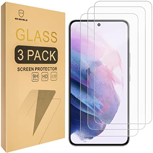 Mr.Shield [3-Pack] projetado para o Samsung Galaxy S22 5G [Impressão digital Compatível] [vidro temperado] [Japan Glass With 9H Draft] Protetor de tela com substituição de vida útil