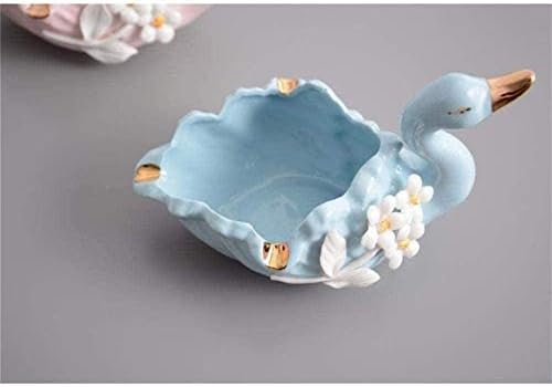Huangxing - um par de cisnes cinzeiros com tampa de cerâmica Cygnus cinzeiro interno cinzeiro em casa sala de estar criativa mesa de café decoração de enfeites