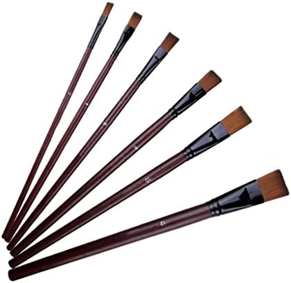 Eyhlkm 6pcs/conjunto de pincel plano nylon pêlos de madeira de madeira acrílica pincel de tinta de óleo acrílico conjunto para desenho pintando suprimentos de arte artesanal