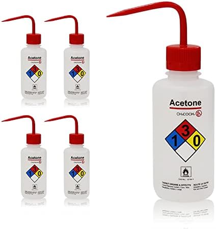 4pcs utilizados de garrafas de lavagem de segurança autoinventando de acetona, vol.500ml, boca larga, material LDPE