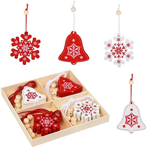 Ihoye Christmas Ornamentos, enfeites de árvore de Natal de madeira, enfeites decorativos de madeira, pacote de 20