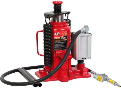 NEIKO 30007L TOLUXE® Pneus de pneus de ar, capacidade de 5 galões, pressão de operação de 87-116 psi e grande tom de garrafa hidráulica de ar pneumática com bomba manual, vermelho