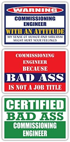 Engenheiro de comissionamento de Bad Ass Certified com A Atitude Adesivos | Idéia de presente de carreira de ocupação engraçada